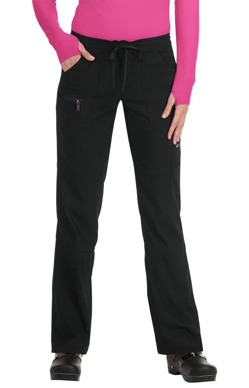 KOI Lite Peace Women's 6-Pocket Stretch Scrub Pants Black Medium Tall - Image 1